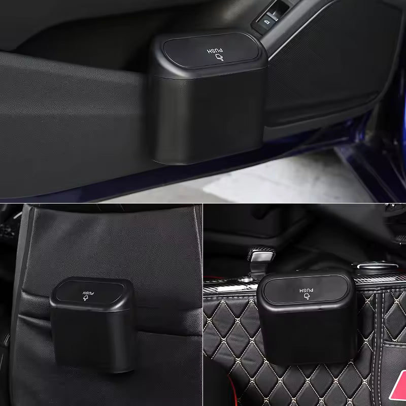 Cubo de basura para coche, caja de almacenamiento colgante para basura de vehículo, cubo de basura cuadrado negro, accesorios de Interior de coche