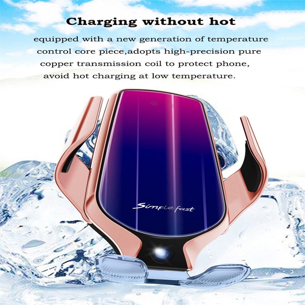10W SMART CLAMPING 360 ROTATE CAR WIRELESS CHARGER
