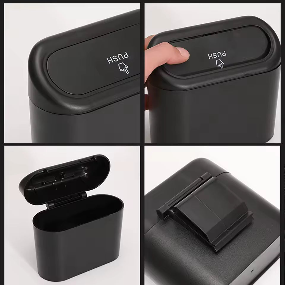 Cubo de basura para coche, caja de almacenamiento colgante para basura de vehículo, cubo de basura cuadrado negro, accesorios de Interior de coche